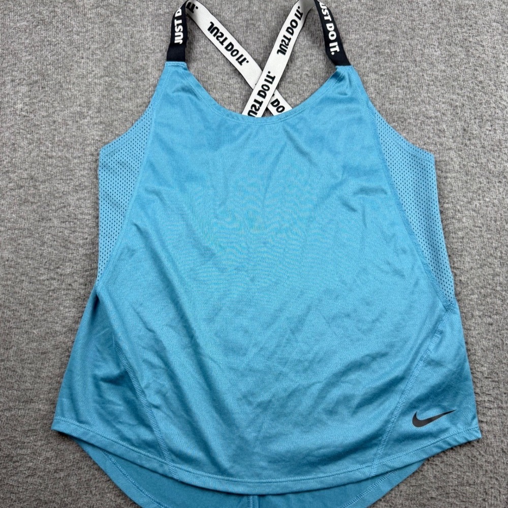 Nike Dri-FIT Women's‎ Small Cross Back Mesh Panel Training Tank Top Teal Blue